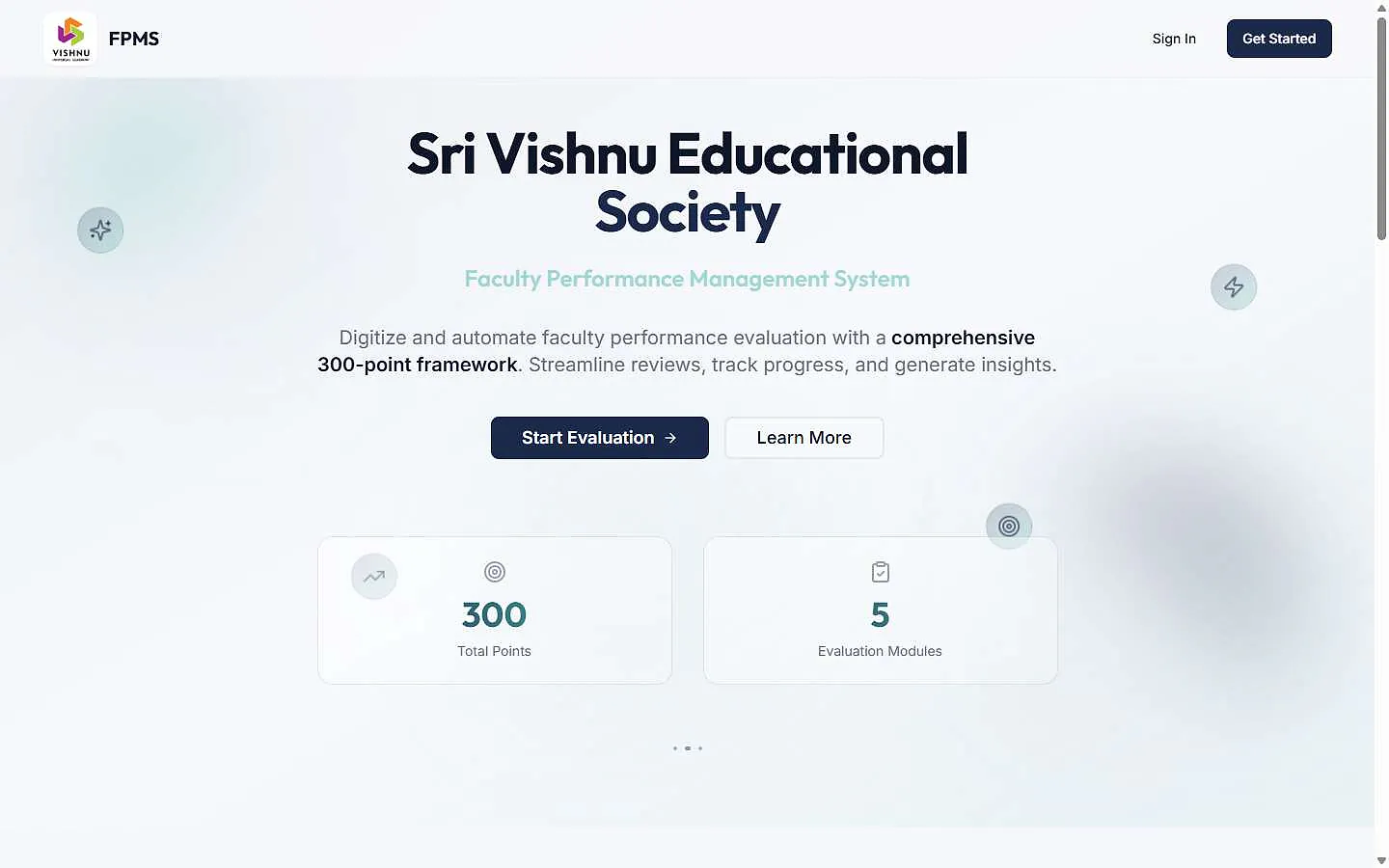 FPMS — Faculty Performance Management System screenshot
